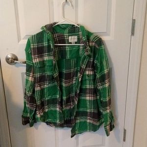 Green flannel from American eagle, small,but could fit medium. Only worn twice.